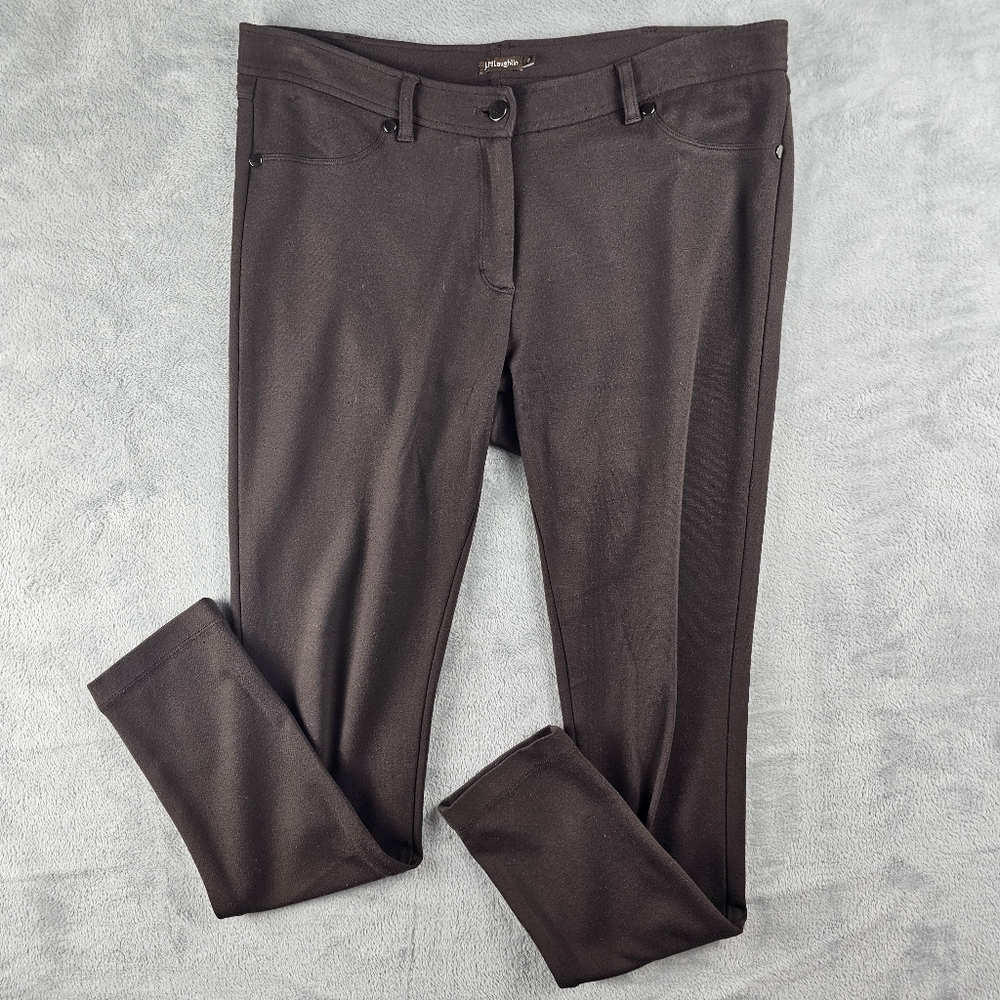 J. Mclaughlin Brown Straight Leg Knit Button Pull On Pants Womens Size 8